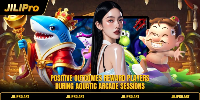 Positive outcomes reward players during aquatic arcade sessions